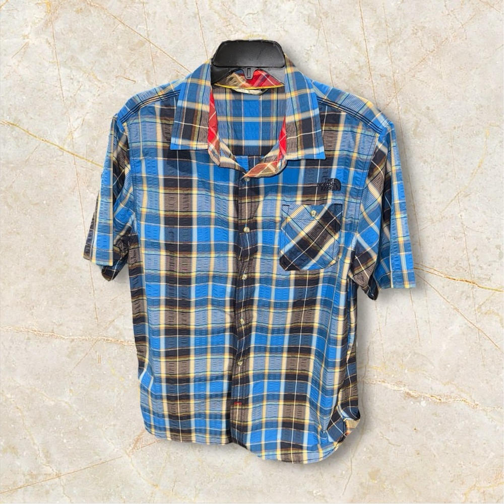 The North Face Shirt Mens Large‎ Plaid Button Up Long Sleeve Hiking Camp Nylon